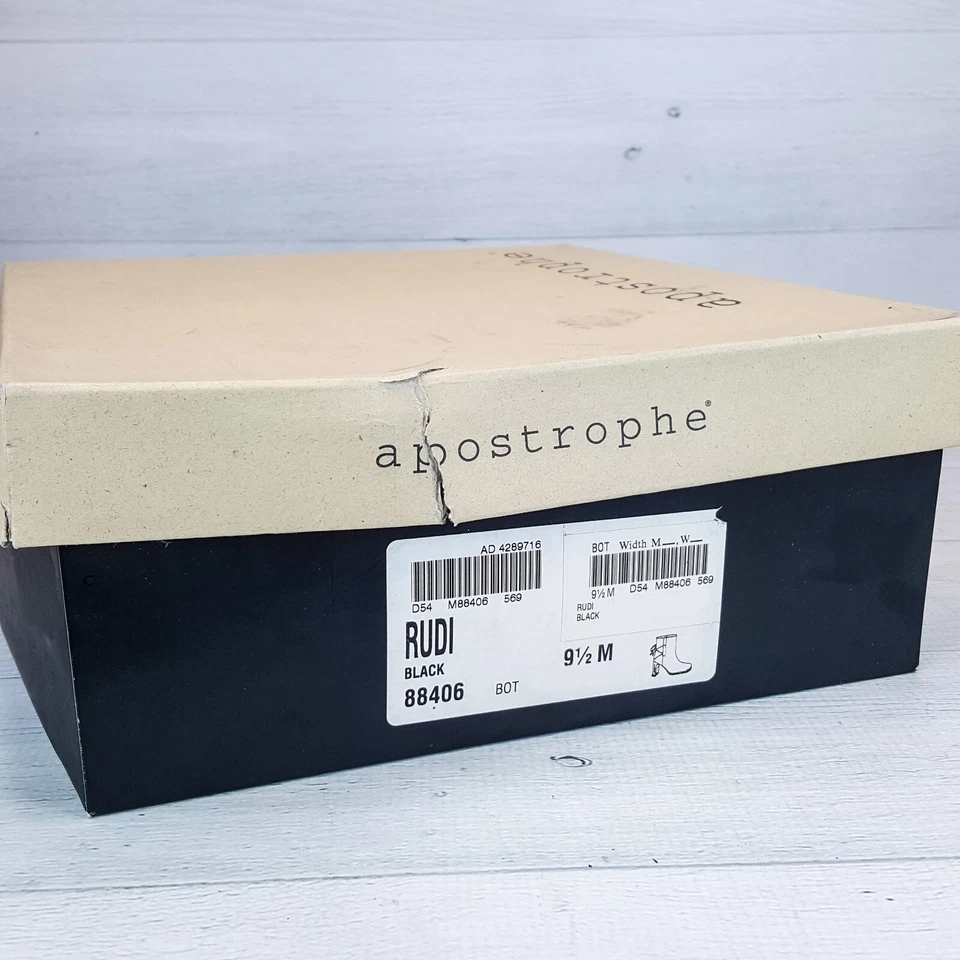 Apostrophe Rudi Mujer 9.5 Cuero Negro Cremallera Botín Tacones con Arcos NUEVO 88406 Foto 4 de 4