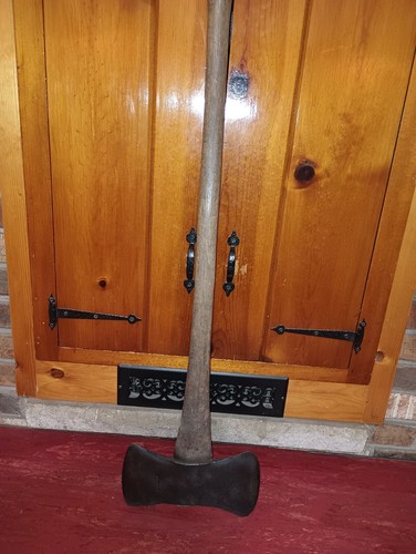 VTG DOUBLE BIT TRUE AMERICAN AXE 34" LONG WOOD ORIGINAL HANDLE MANN LEWISTOWN PA - Picture 2 of 17