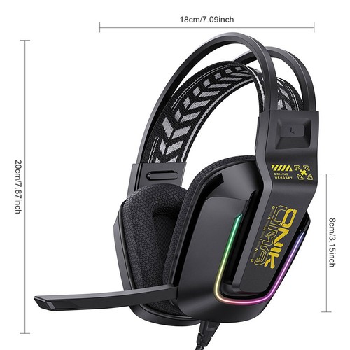 Wired Gaming Headset with RGB Light Built-In Mic Headset for PC Computer (Black) - Afbeelding 9 van 11