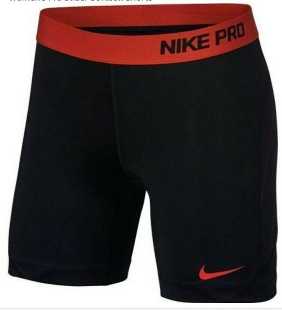 Nike Pro Slider Padded Softball Shorts L Womens Black Max Orange $35 FreeShip | eBay