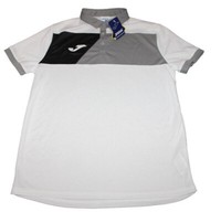 Herren T-SHIRT Sportshirt Joma Poloshirt Polo Sportshirt Weiss Grau Gr. S Neu
