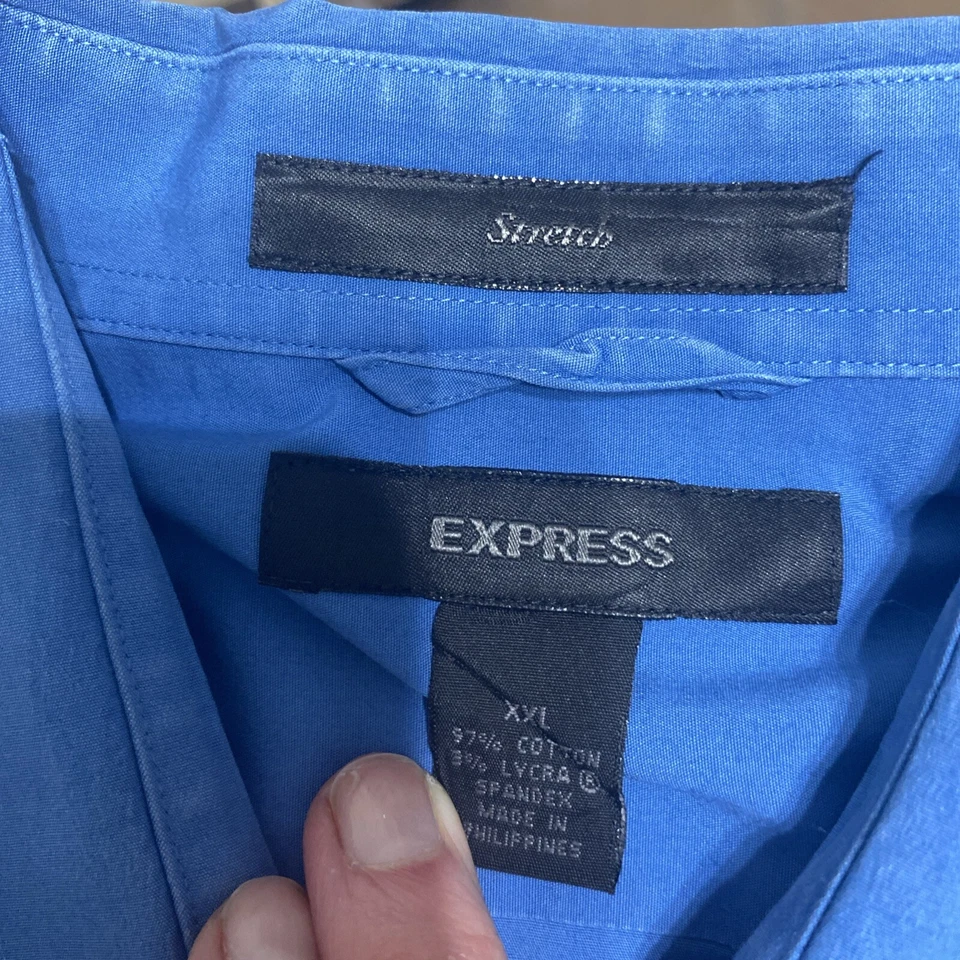 Express Modern Fit -2XL - 蓝色领正装衬衫棉质 — 第 4/4 张图片