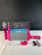 Croove CR-2713 Pink Blue Sling & Sing Karaoke Machine With Wireless Microphone