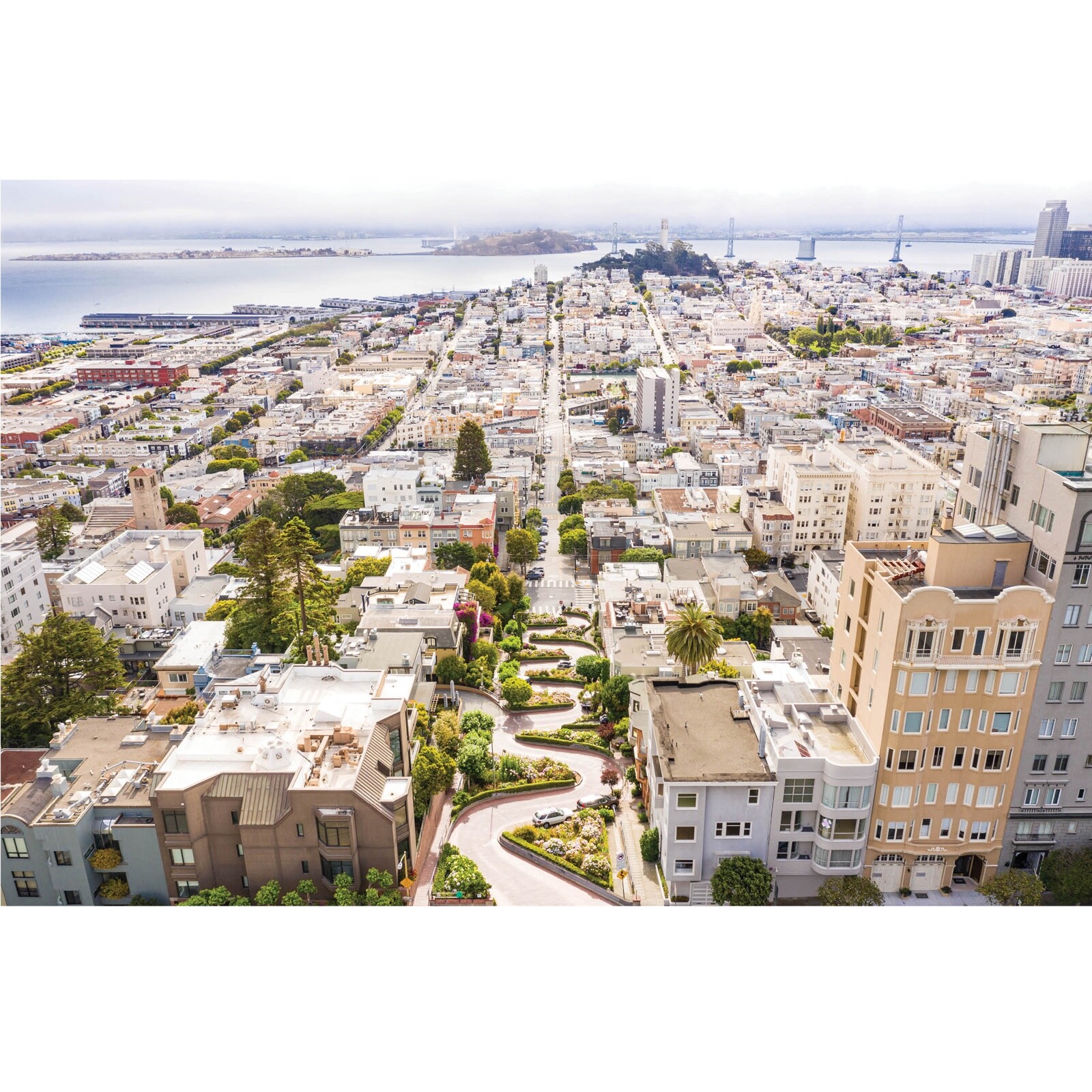 San Francisco Skyline Print, Lombard Crooked Street, California Fine Art Photo