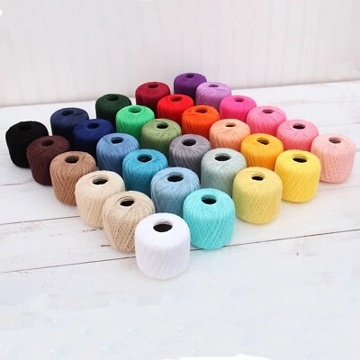 COTTON CROCHET THREAD - 30 COLORS AVAILABLE - SIZE 10 - 50G BALL - THREADART
