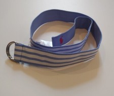NWT Ralph Lauren Polo Girls Kids D Ring Belt Size M 28" Blue Stirped