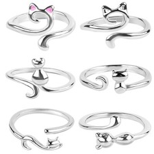 6pcs Crochet Loop Ring, Adjustable Cat Crochet Ring Yarn Guide Finger Holder ...