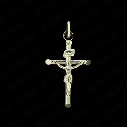 Mens Real 10K Yellow Gold INRI Jesus Crucifix Cross Charm Pendant - 第 1/5 張圖片
