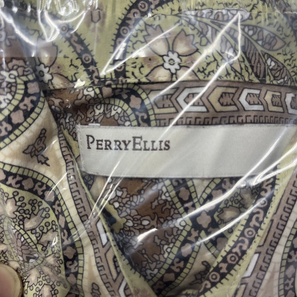 Perry Ellis Shirt Men's Size S Brown Black Button Designer Casual Fashion Cotton - Image 3 of 4