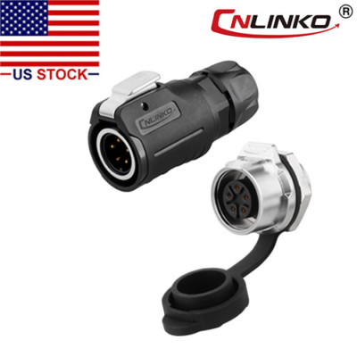 CNLINKO 5 Pin M16 Size Power Connector Male Plug & Female Socket Waterproof IP67