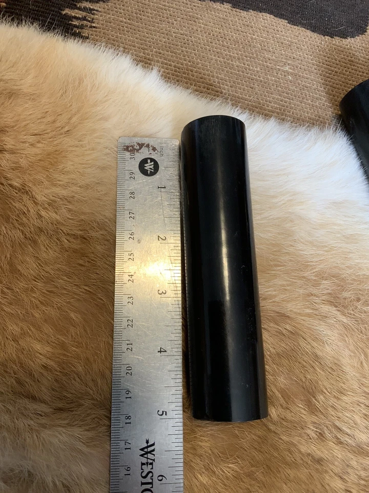 MANGO DE CUCHILLO DE CUERNO DE BÚFALO varillas cilindro pulido 5” X 1 3/16” negro fabricación de cuchillos Foto 2 de 4