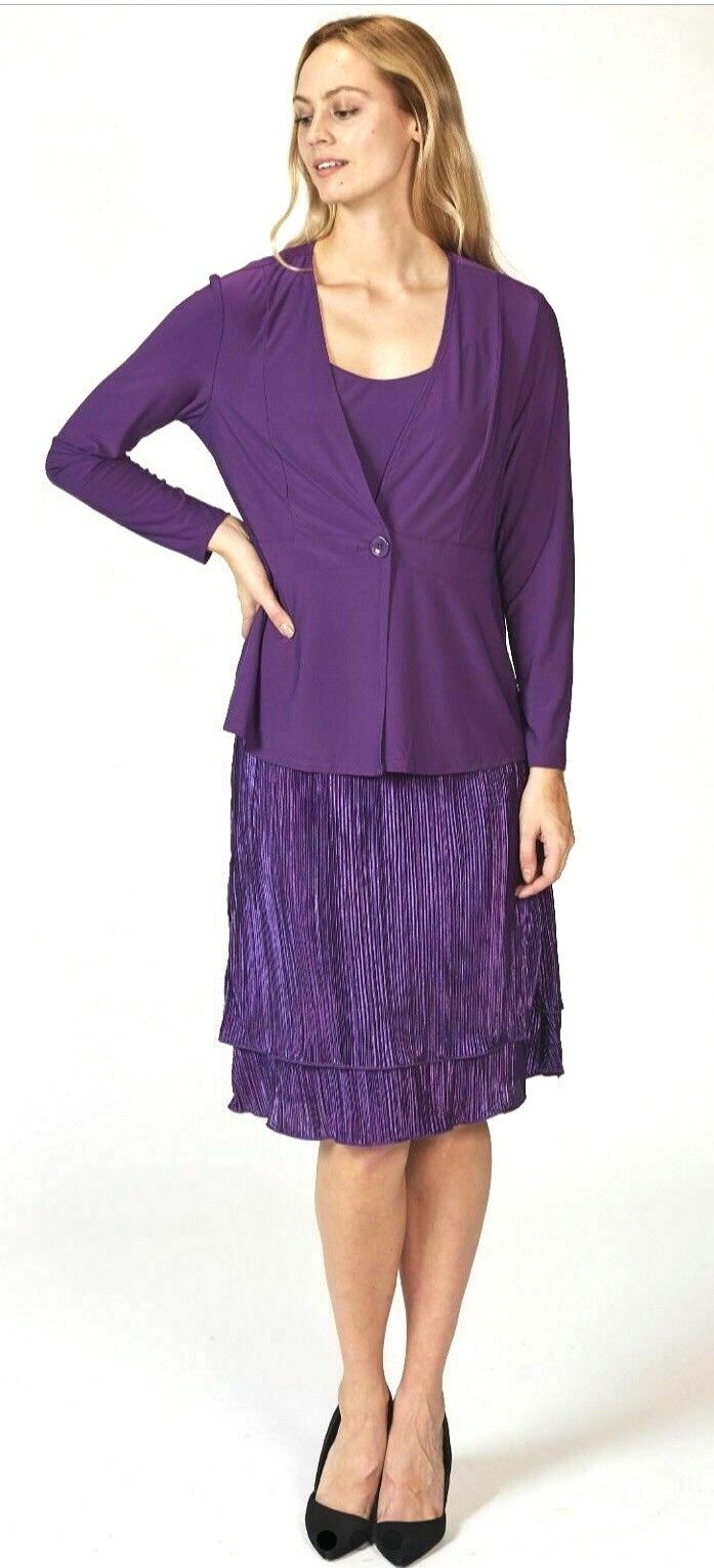 LOOK £50 Skirt AND Camisole AND Jacket Set Aubergine Small Antthony Studio QVC