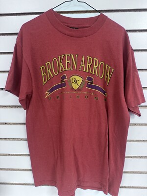 Vintage HL Miller Mens XL Red T-Shirt BROKEN ARROW OKLAHOMA USA BL