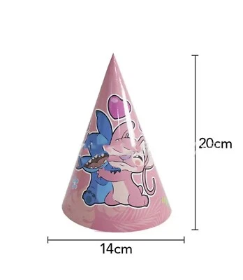 Pink Lilo and Stitch Birthday Party Supplies Angel Kids Girls Hats Hat (6pcs