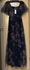 Baltic Born Cassandra Tulle Maxi Dress Dark Blue Floral Size S