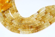 Natural Yellow Citrine Faceted Rondelle Heishi Beads 6  7mm 8" Gemstone Strand