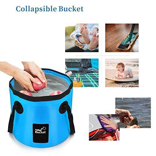 Collapsible Bucket Camping Water Storage Container 20 L (5 Gallon) 20L Blue - Picture 3 of 7