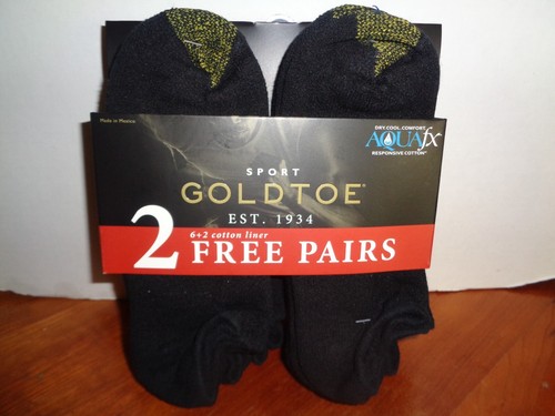 GoldToe Sport Baumwolle AQUAFX unsichtbare Socken 6+2 Bonus 8 Paar schwarz Herren Größe 6-12,5 - Bild 1 von 3
