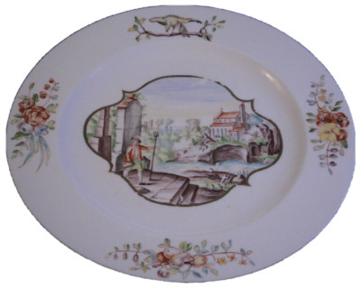 Antique 18thC Meissen Porcelain Hausmaler Scenic Plate Porzellan Teller Scene #2
