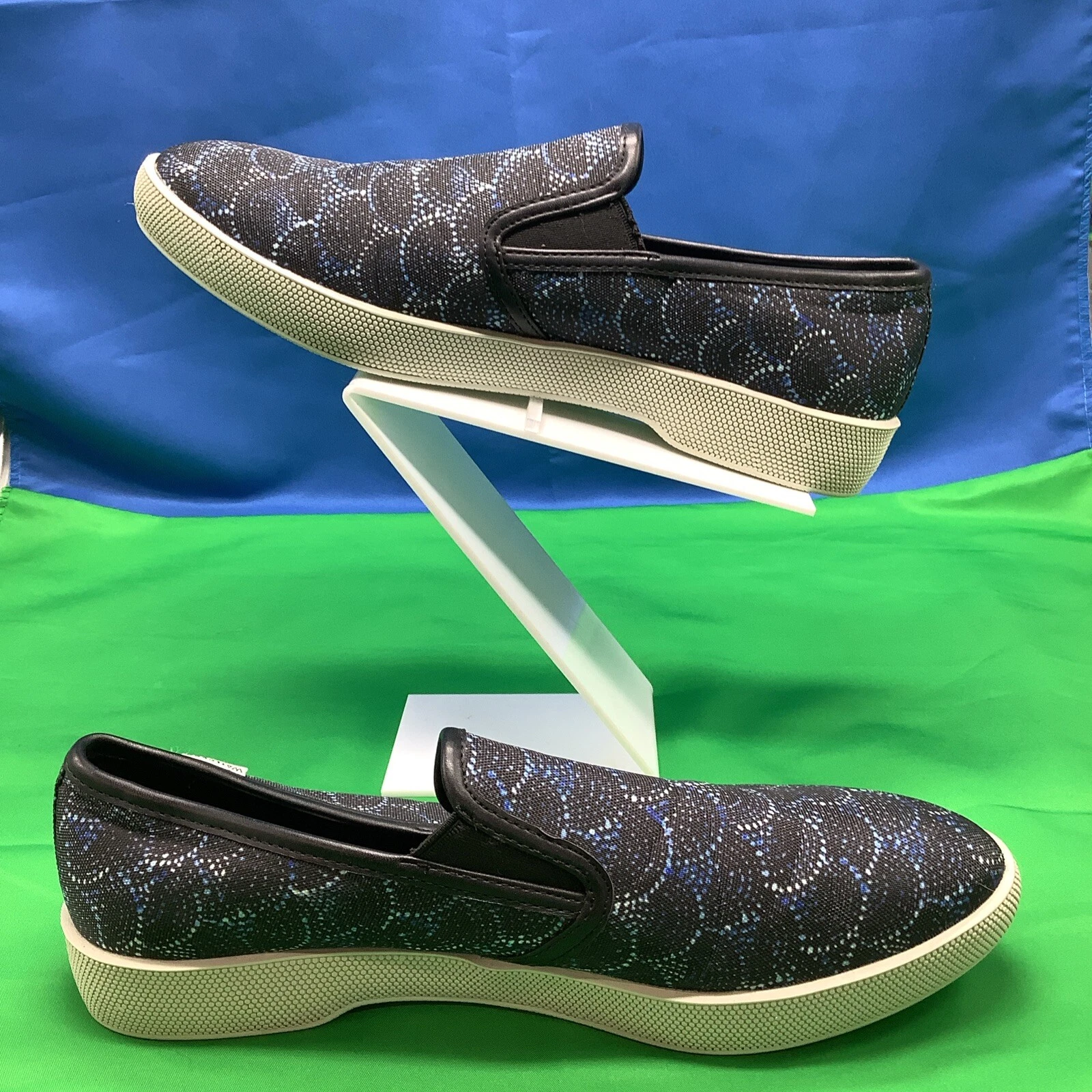 PUMA Scarpe Cougar Lula donna taglia 9 slip on flat nere con stampa a pois memory foam