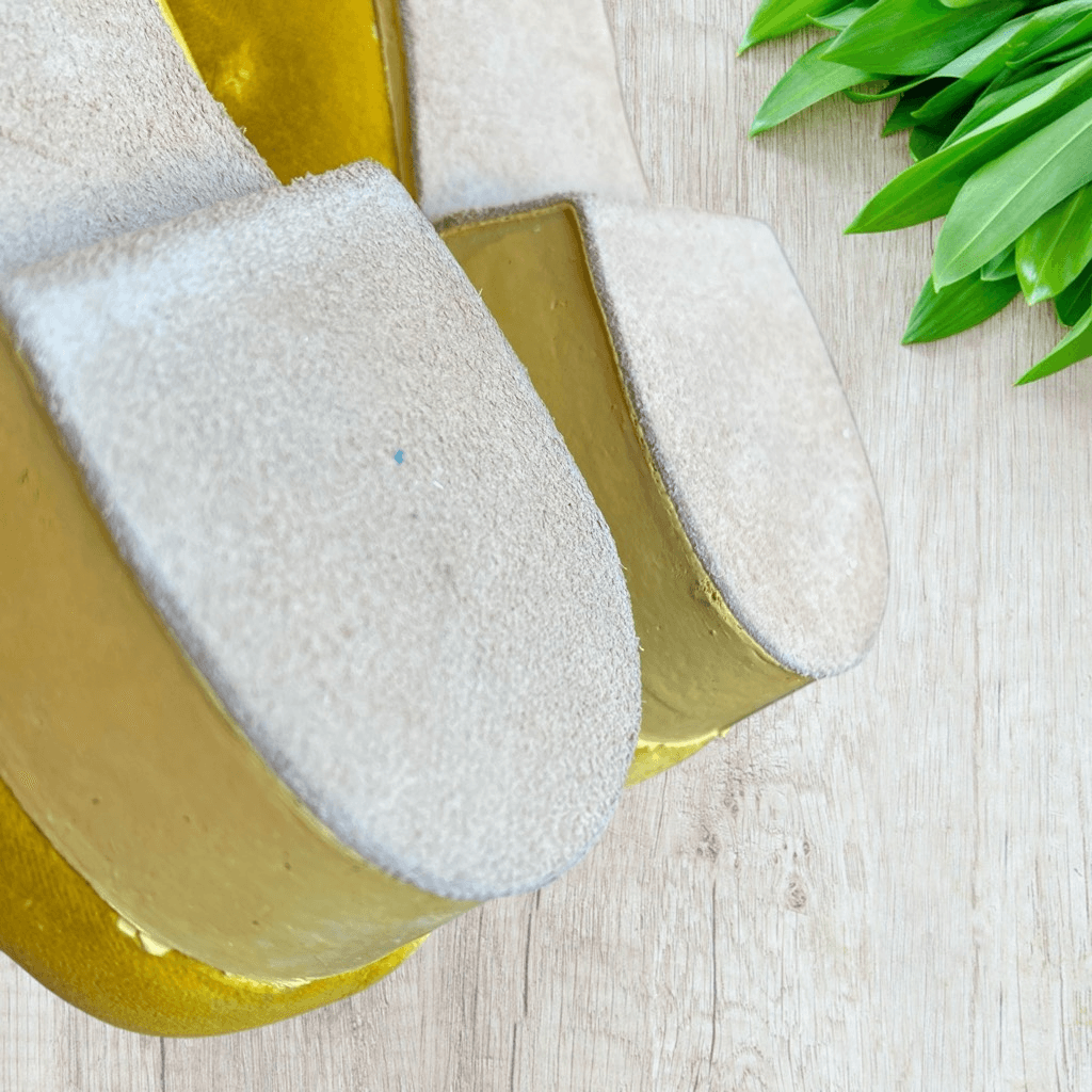 PANTOFOLA D’ORO Pantofole da camera da letto Wellco in pelliccia di velluto dorato taglia 7