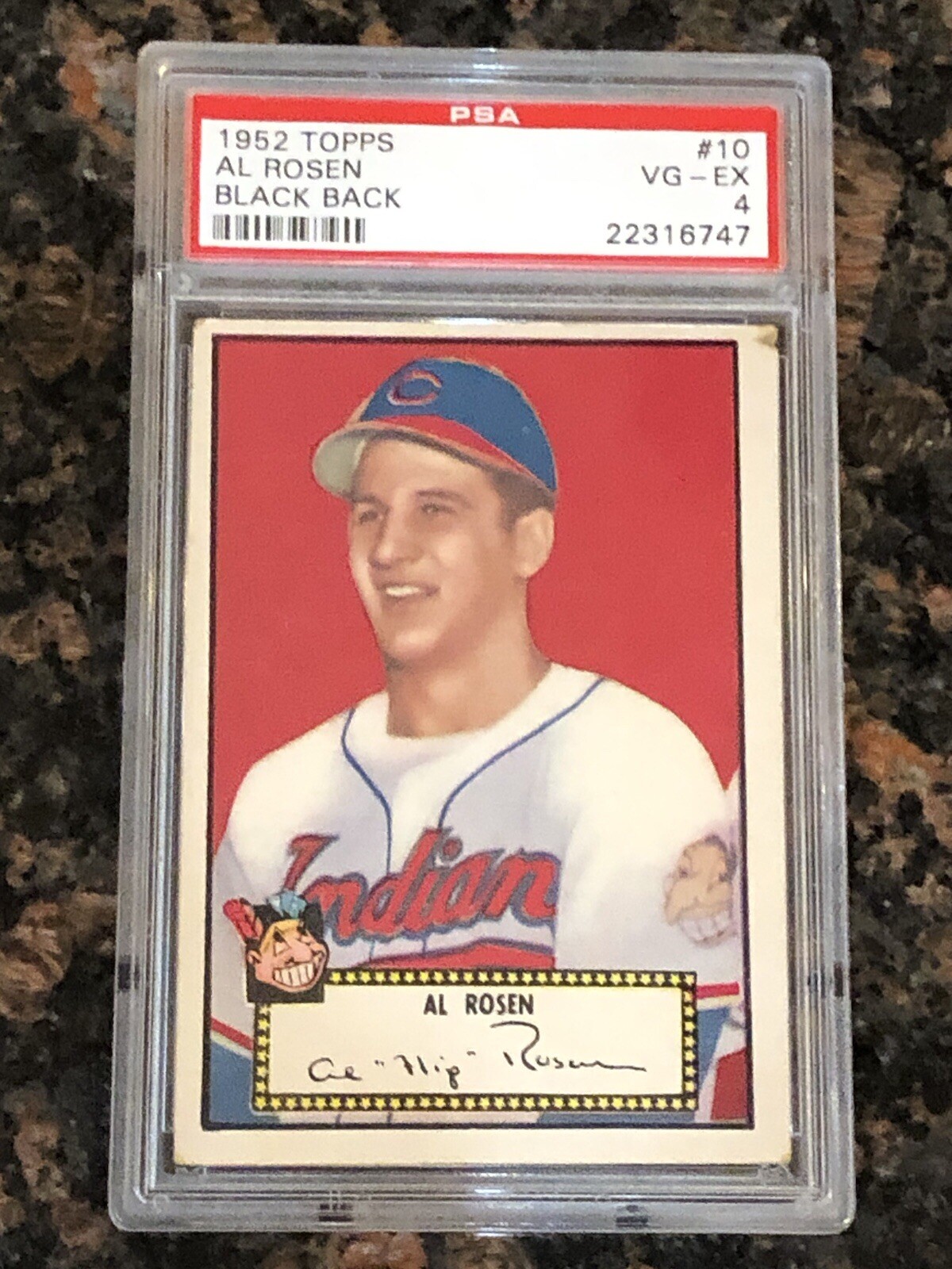 1952 Topps Al Rosen #10 Baseball Card Black Back PSA 4