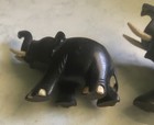 Pair of Vintage of Small Carved Elephants Black W/tusks — photo 5