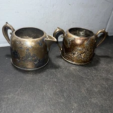 Sugar Bowl and Creamer Pitcher Marked Rockford Sheets Co. 1875