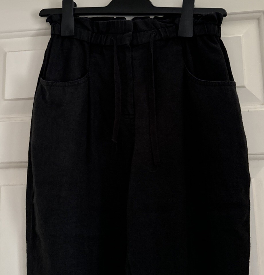 Whistles Linen Trousers Black Size UK6 eBay