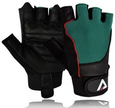 Leder Gewichtheben Fitness Handschuhe halber Fingergriff gepolstert Training Gym Handschuh
