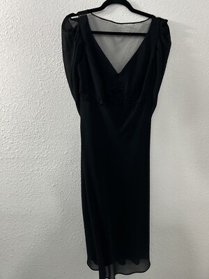 Petra Black Formal Evening Gown Dress Womens Size 10 Witchy Goth Floral Detail