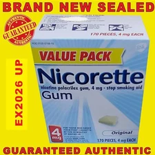 Nicorette 4mg Nicotine Gum, Stop Smoking Aid - 170 Count EX2026UP