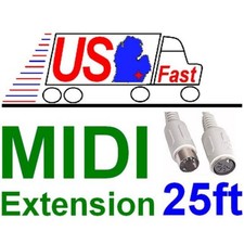 25ft MIDI Male Female Extension Cable 5pin DIN Digital Audio,extra long SHdisc