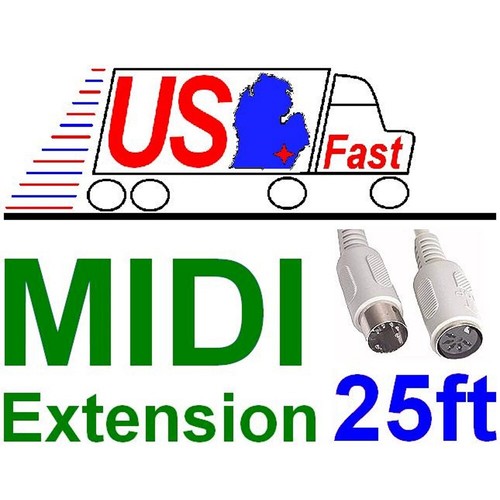 25ft MIDI Male~Female Extension Cable 5pin DIN Digital Audio,extra long $SHdisc - Picture 1 of 2