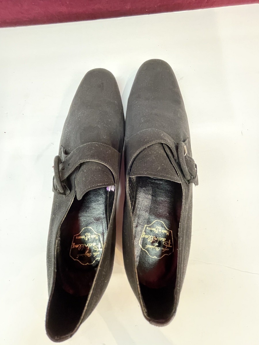 Vintage 80s Men Black Suede Original Padrilles Shoes Hand  display picture 2