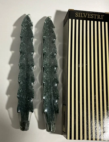 Vintage Silvestri Taper Candles Christmas Holiday Evergreen Trees NIB Set/2 - product listing photo