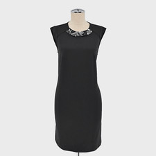 Ann Taylor Embellished Shift Dress Womens Size S Black Beaded Career Corpcore