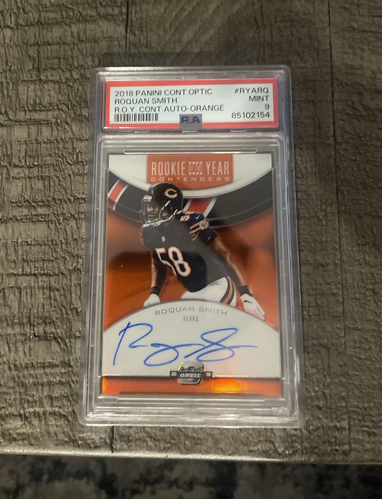 Roquan Smith Panini Contenders Optic Rookie of the Year Contenders Autographs #RYARQ Orange