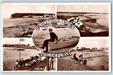 Dorset England Postcard Greetings from Mudeford Multiview c1940's RPPC Photo