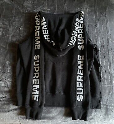 新品 S Supreme text rib hooded sweatshirt