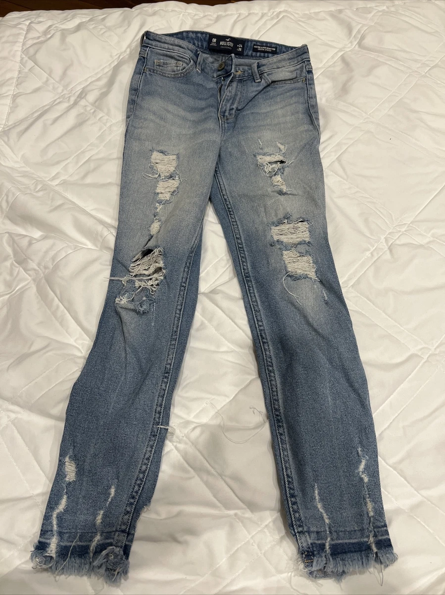 Hollister High Rise Crop Super Skinny Distressed Jeans Size 0