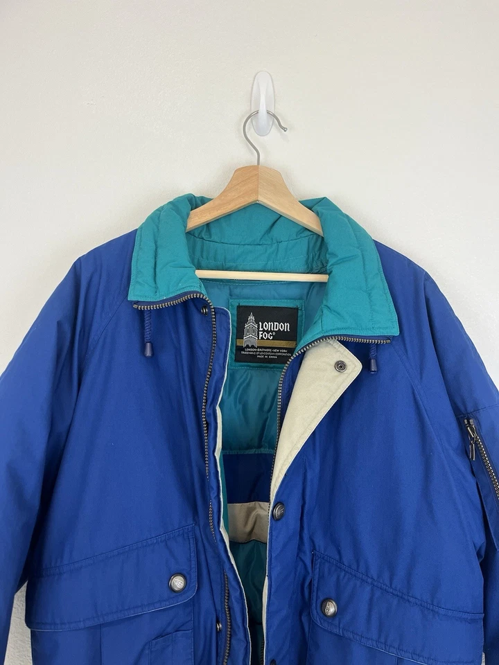 Vintage 90s London Fog Men’s Small Bomber Ski Jacket With Goose Down Lined Heavy - Image 2 of 4