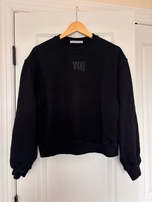Alexander Wang Black Essential Terry Logo Crewneck Sweatshirt XS Women s