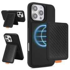 Fr iPhone 16e 15 14 13 12 Pro Max RFID 2-IN-1 Magnetic Detachable Wallet Case