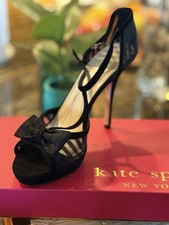 Kate Spade Black Mesh Bow Peep Toe Stiletto Heels