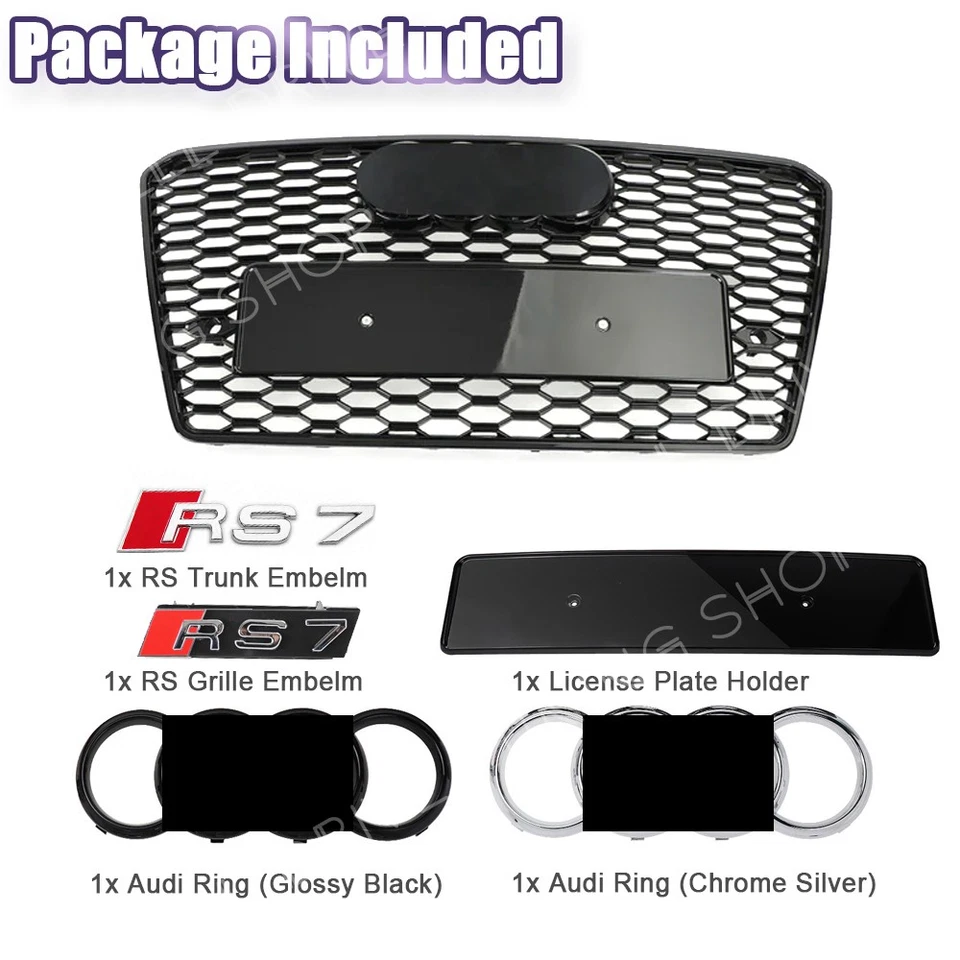 Honeycomb Sport Mesh Rs7 Style Hex Grille Grill Black For 2011-14 Audi A7/S7 4G Foto 3 de 4