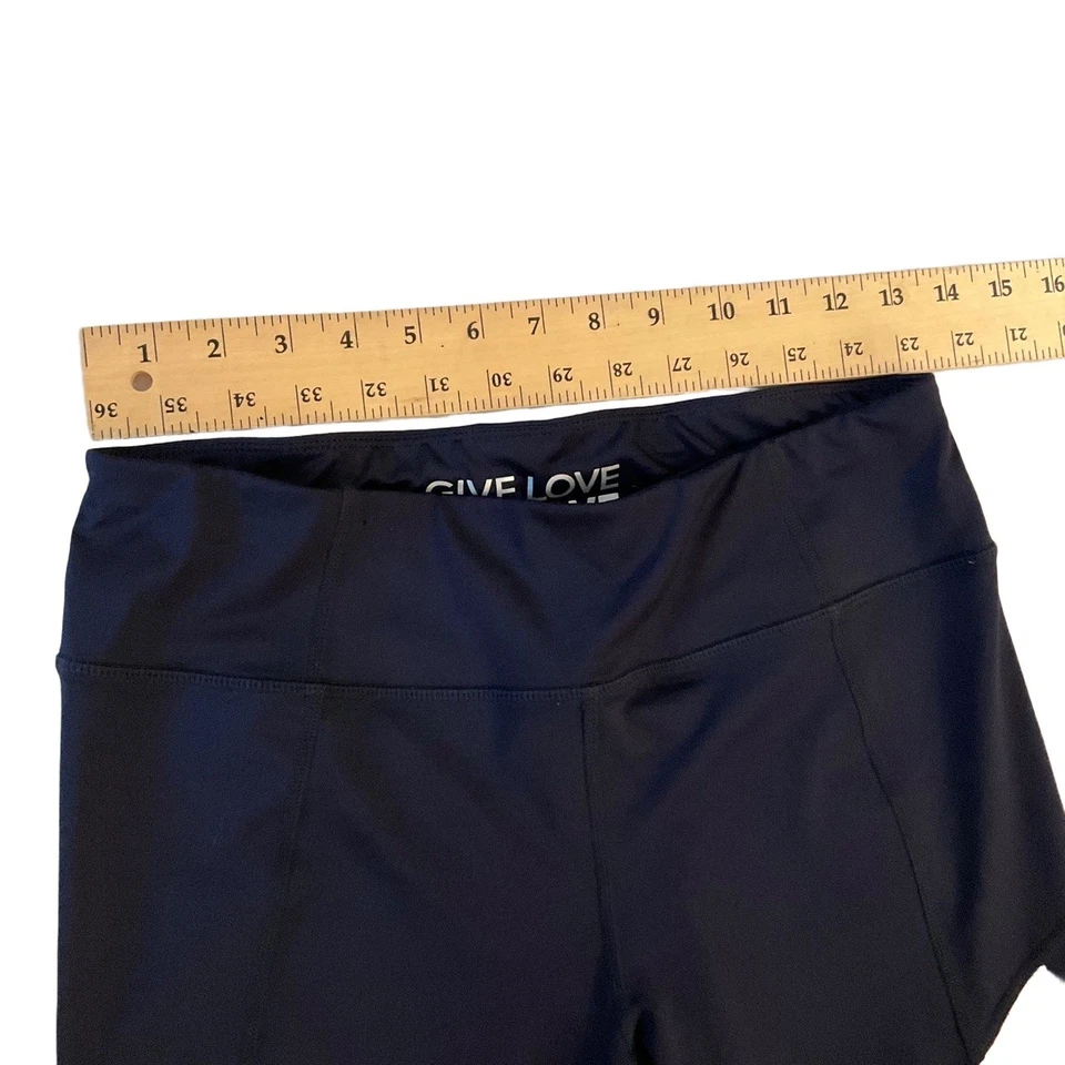 Leggings capri atléticos cintura elástica malla floral azul marino Betsey Johnson L Foto 4 de 4