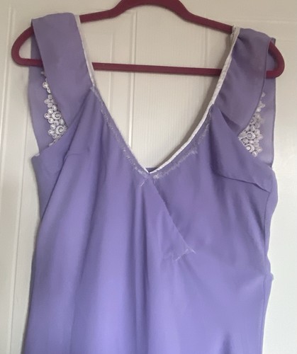 Vintage Hand Made Size 10 Purple Lilac Lingerie Inspired Lined Dress Sea Sons - Picture 11 of 16
