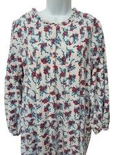 Only Necessities Night Gown Sz M 14-16 Flannel Maxi Long Sleeve Ruffle Floral