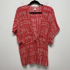 Victorias Secret Womens White Red Heart Print V-Neck Tie Front Kimono Robe OS
